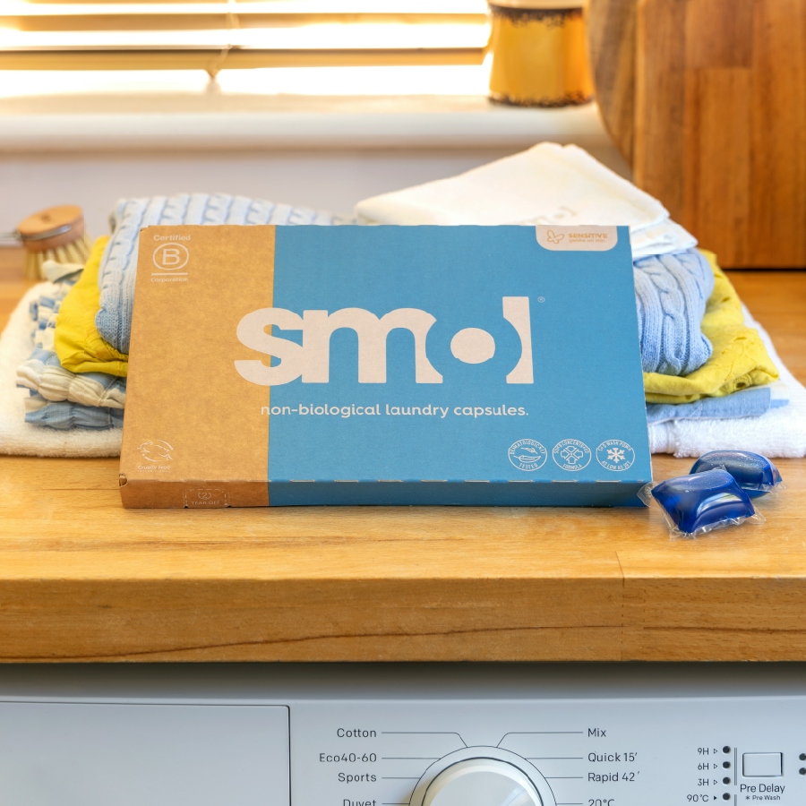 smol non-bio capsules on kitchen counter
