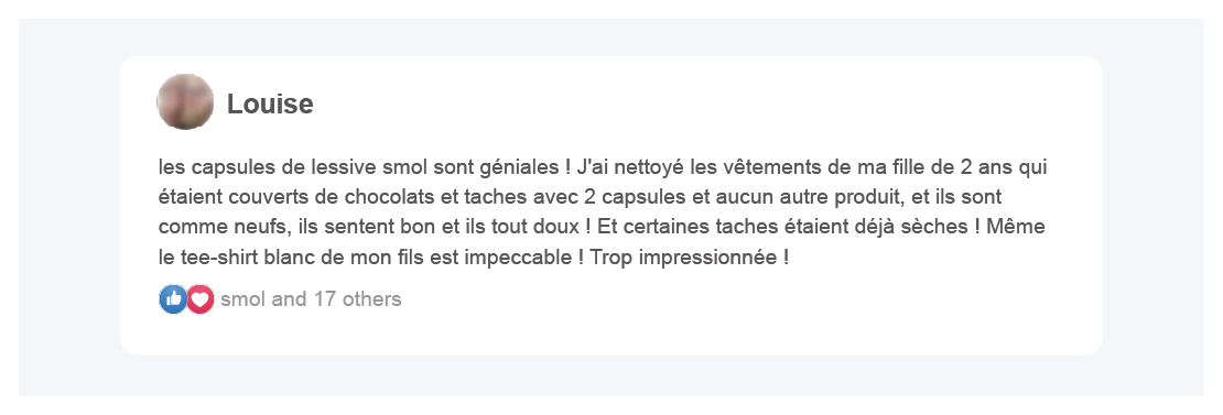 avis client sur les capsules de lessive smol et leur pouvoir détachant