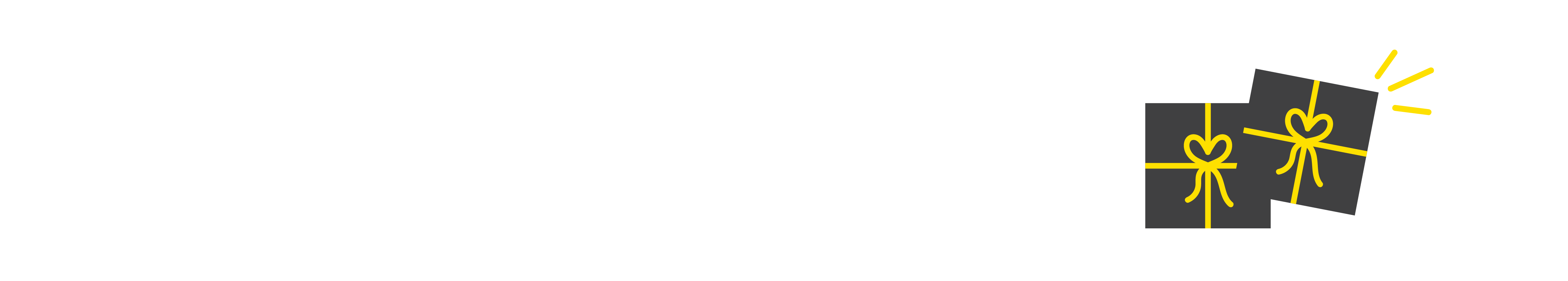 Illustration of two presents in grey with yellow bows
