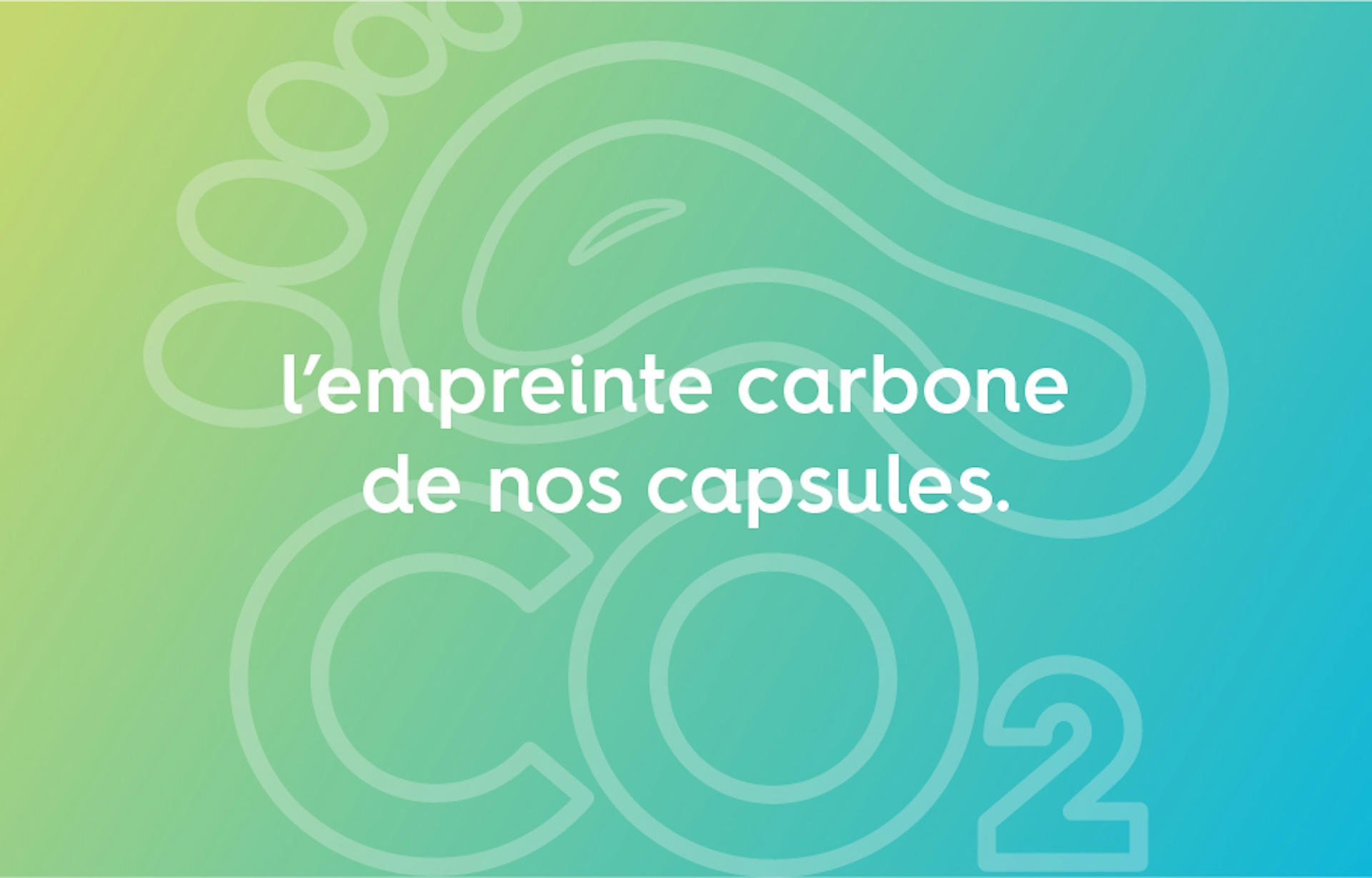 une empreinte de pied et le mot CO2 sur un fond en dégradé vert au bleu.
