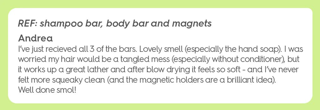 shampoo, body bar testimonial