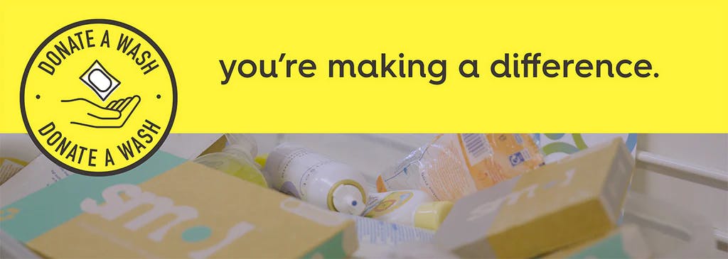 donate a wash logo. text: you're making a difference.