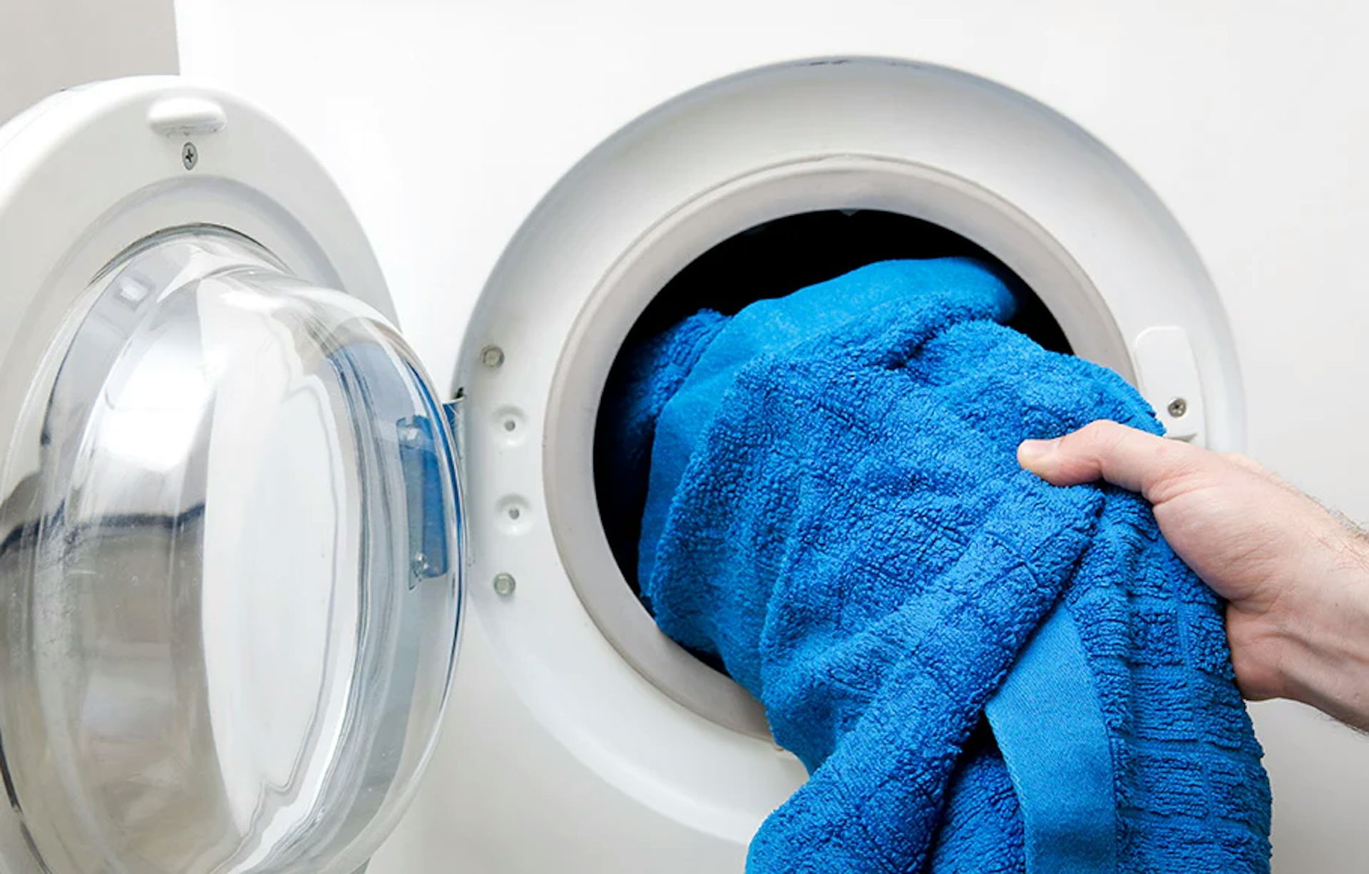 blue towel washing machine