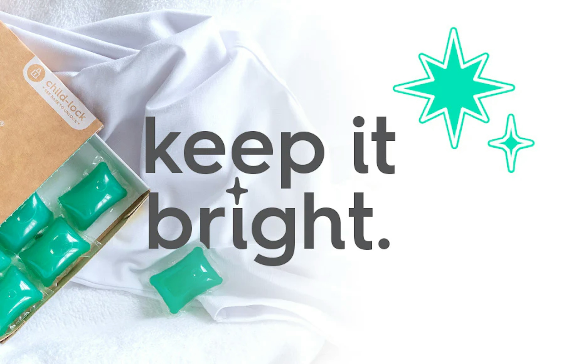 smol laundry capsules. text: keep it bright
