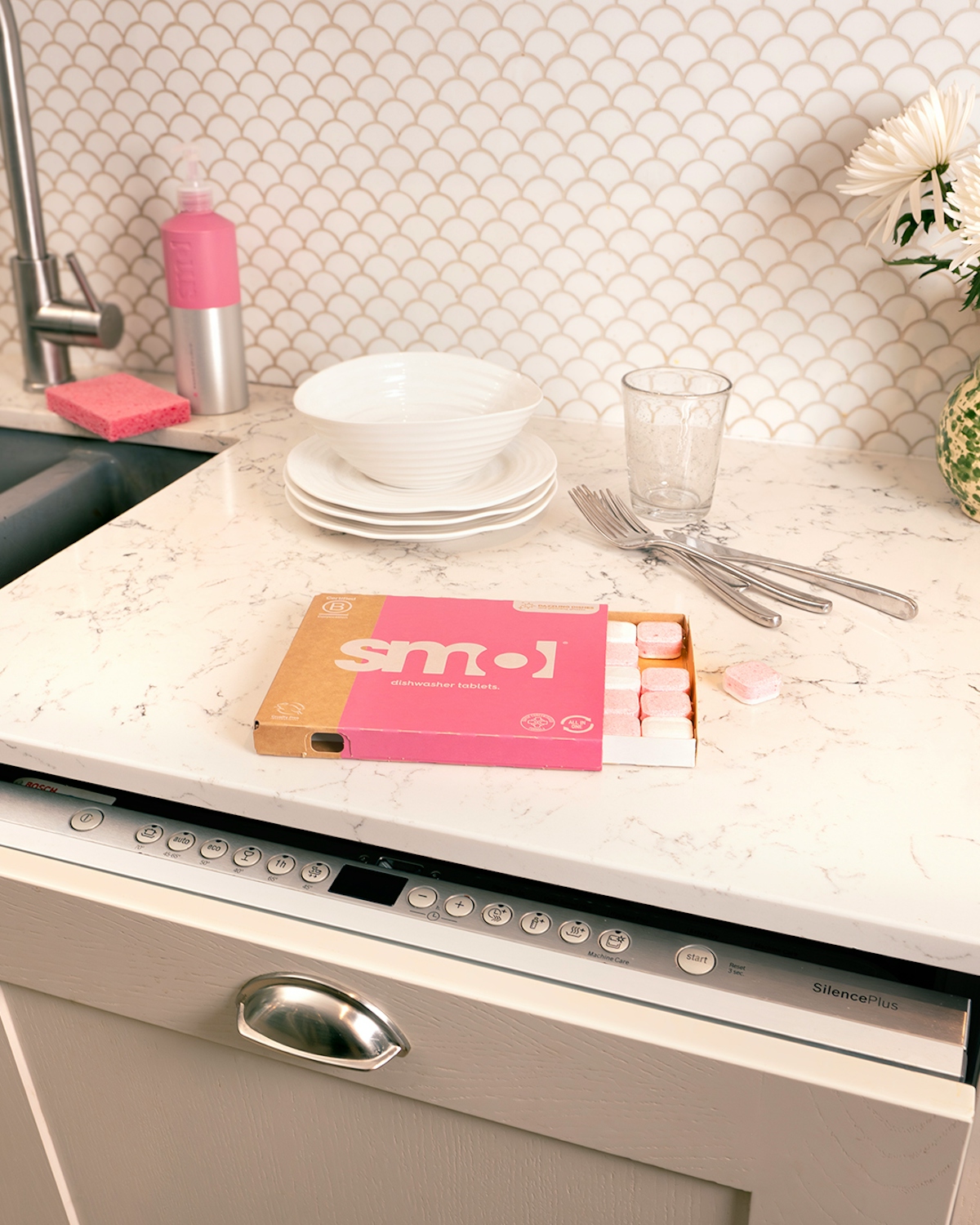 smol dishwasher tablets on a kitchen counter