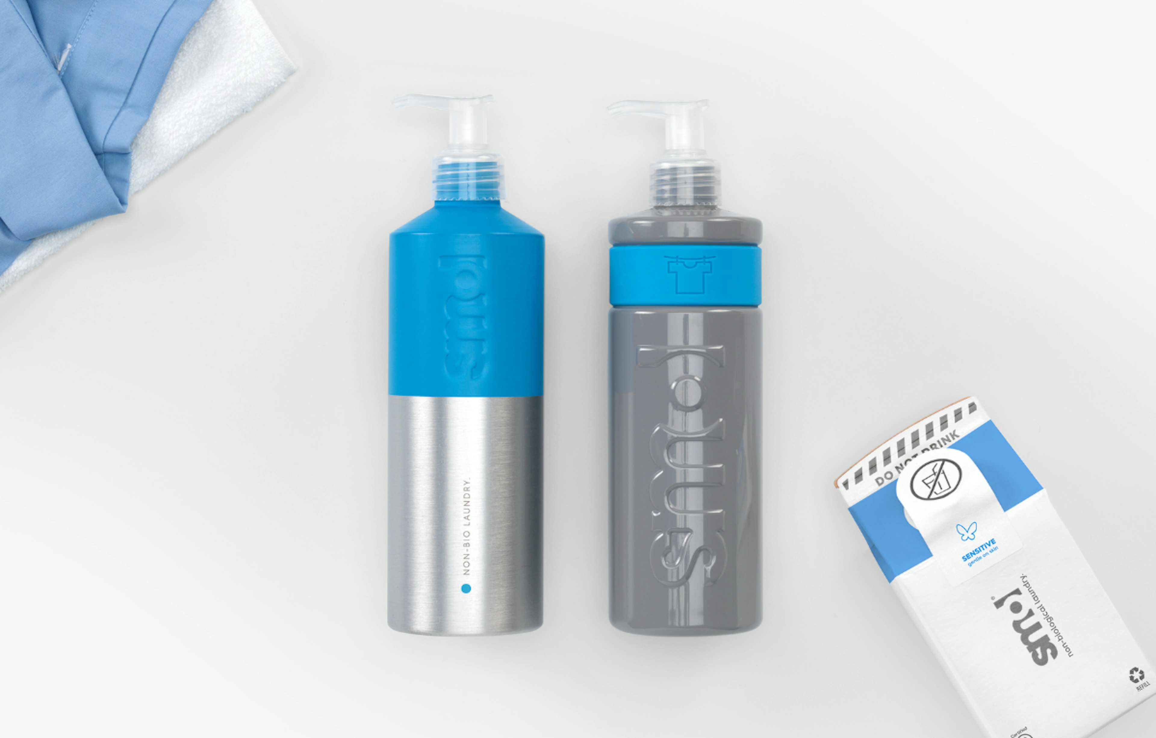 smol sensitive laundry liquid bottles and carton