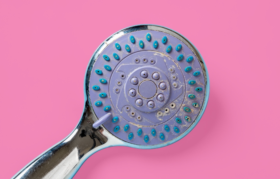 shower head with limescale